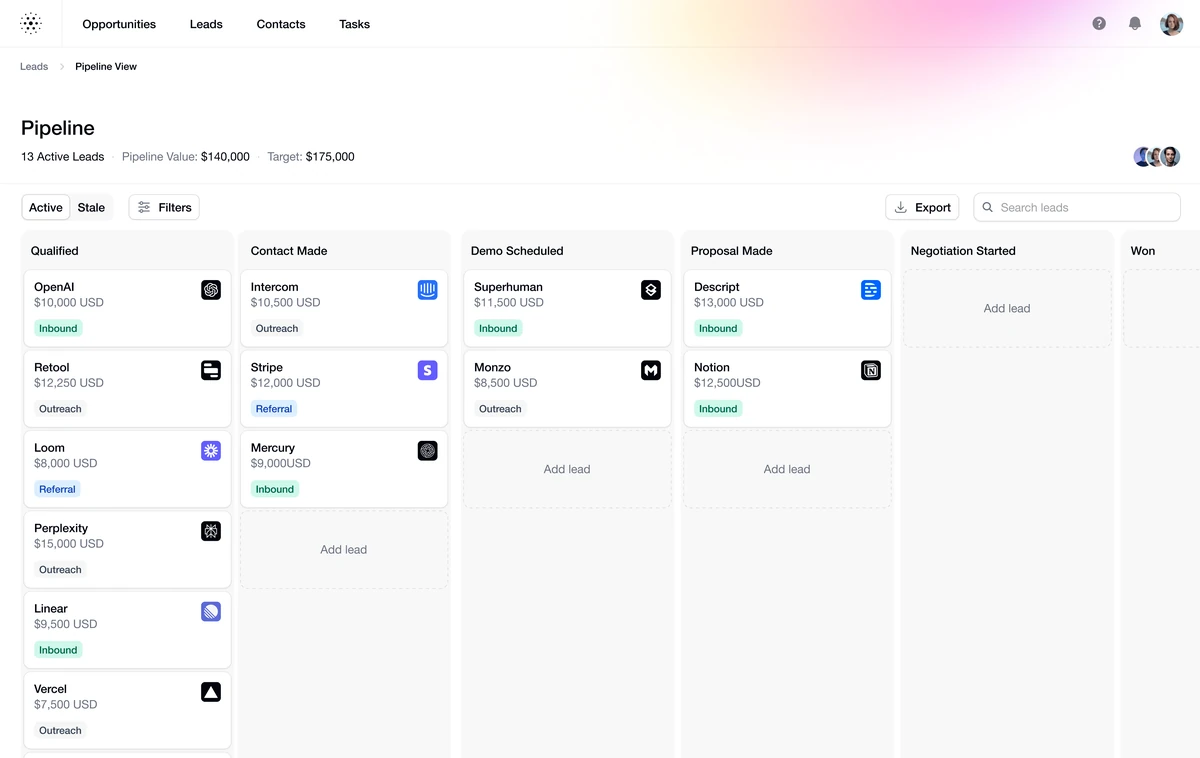Client portal interface with a clean dashboard layout